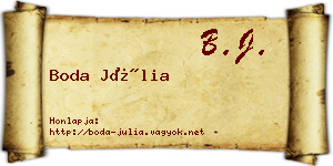 Boda Júlia névjegykártya