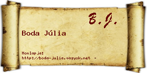 Boda Júlia névjegykártya